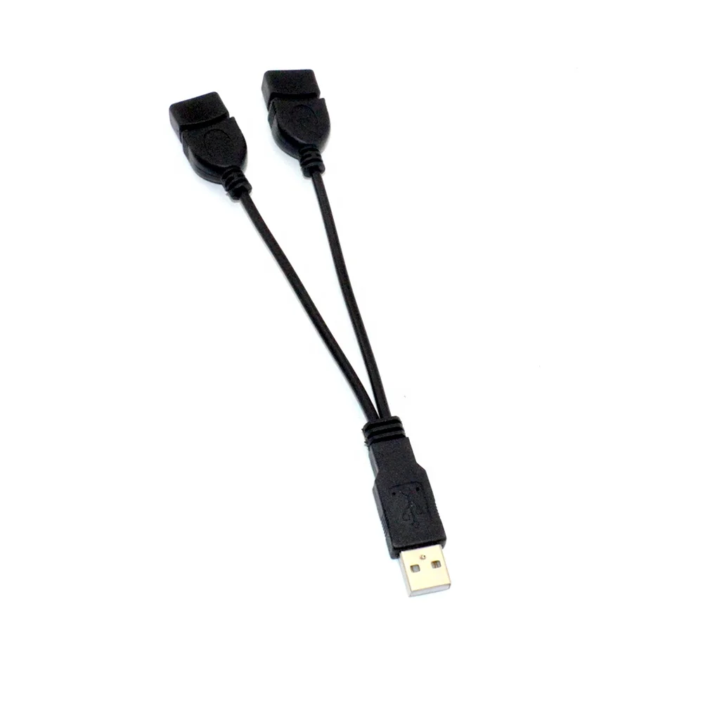 

Custom 8 inch usb 2.0A charging cable usb splitter cable usb 2.0A male to 2.0A female extension cable 2 female 1 male, Black