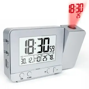 Image of Projection Alarm Clock Digital Clock with Time and Temperature Projection Indoor Temperature Humidity Dual Alarm Snooze FJ3531