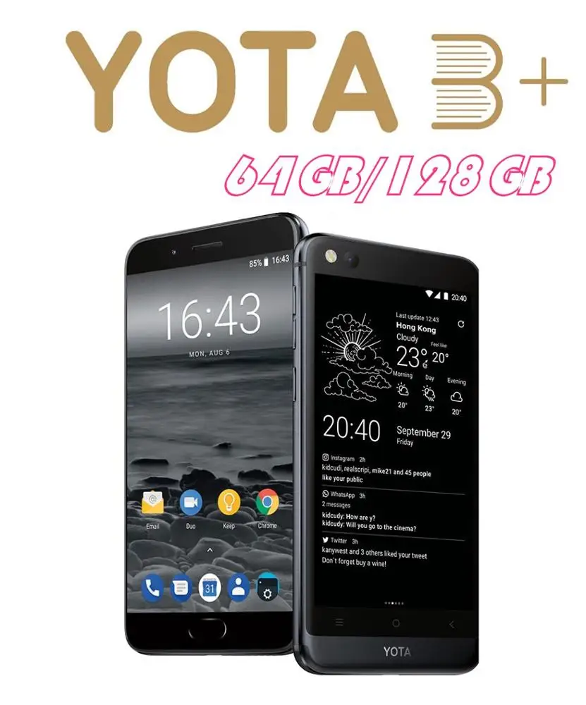 

Yota 3+ Yota3+ Yotaphone 3+ Octa Core 4G+64G/128G Android8.1 Dual Screen 5.5 FHD screen 5.2" Touch E-ink Snapdragon Smart phone