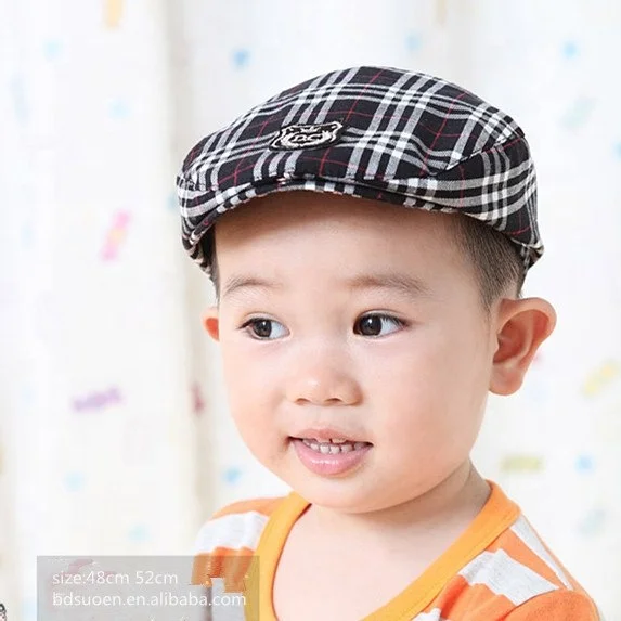 
48cm 50cm Baby Checked Flat Beret Kids Cap Hat 