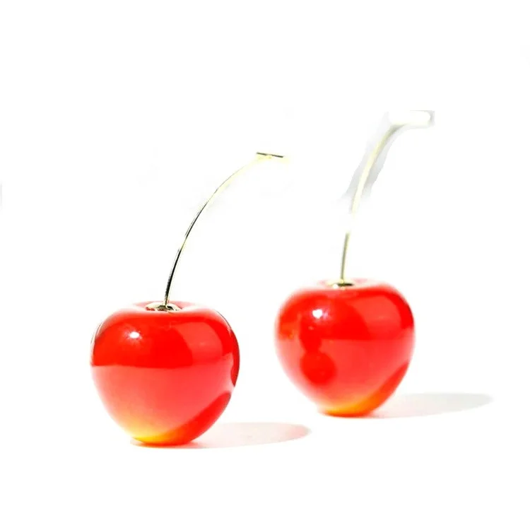 

New arrival high quality stainless steel red agate cherry earring stud creative earrings fruit shaped jewelry wholesale