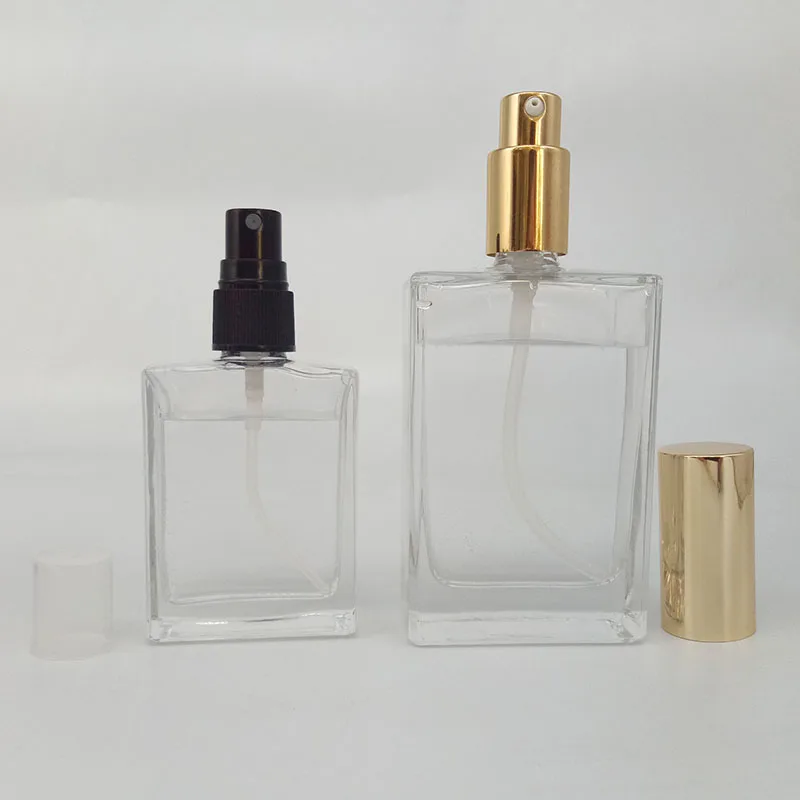 New Flat Square Clear Airless Pump Bottle With Gold Screw Cap For ...