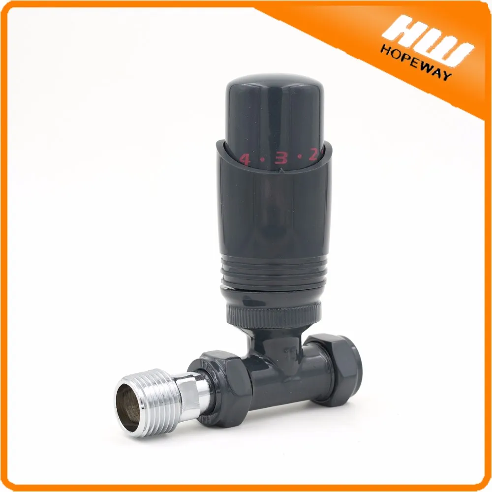 Luxury Anthracite Straight Thermostatic Radiator Valve 15mm 1/2 For