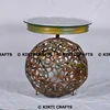Vintage Look cycle wheel round metal glass coffee table