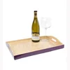 High quality best selling spun bamboo rectangle serving Tray with handle