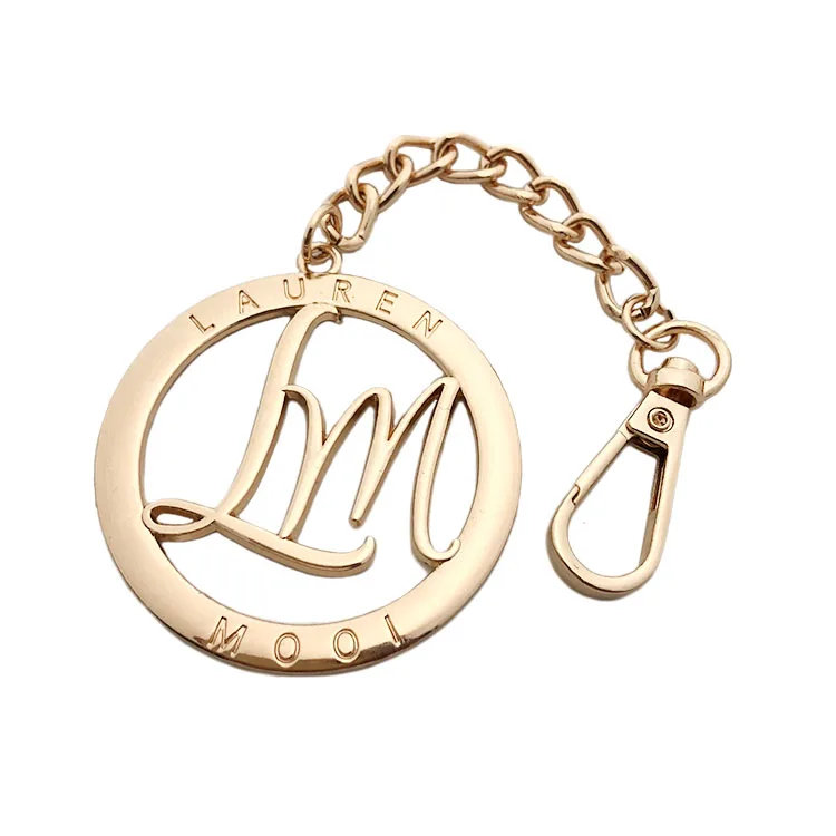 

Cut out with chain hook logo custom metal tag plates for bags, Gold or custom