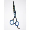 Razor blade Barber shears colored pattern, adjustable handle powder coated and paper design
