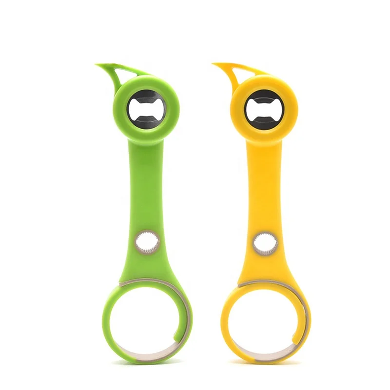 

6in1 Multi-Function Kitchen Tool Lid Seal Remover Bottle Can and Jar Opener, Green , yellow