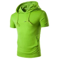 

2019 Summer Fashion Men Cotton Hooded Collar Design men's hoody Men Short Sleeve Slim Male Tops 2XL