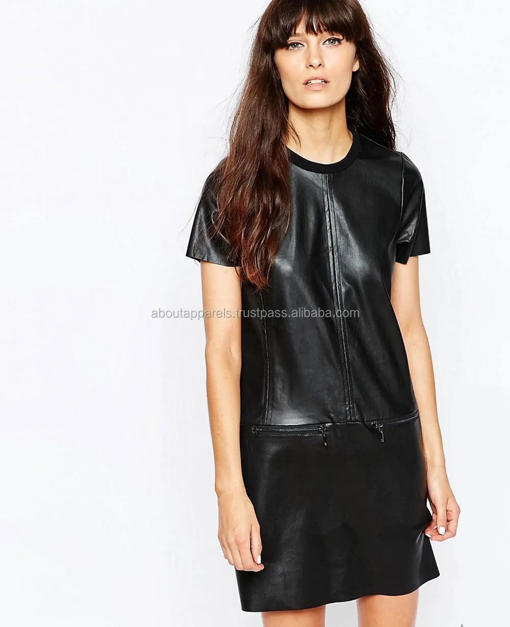 faux leather tube dress