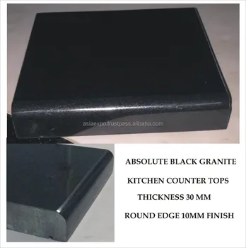 Kitchen Counter Tops In Absolute Black Granite With 30mm Thickness