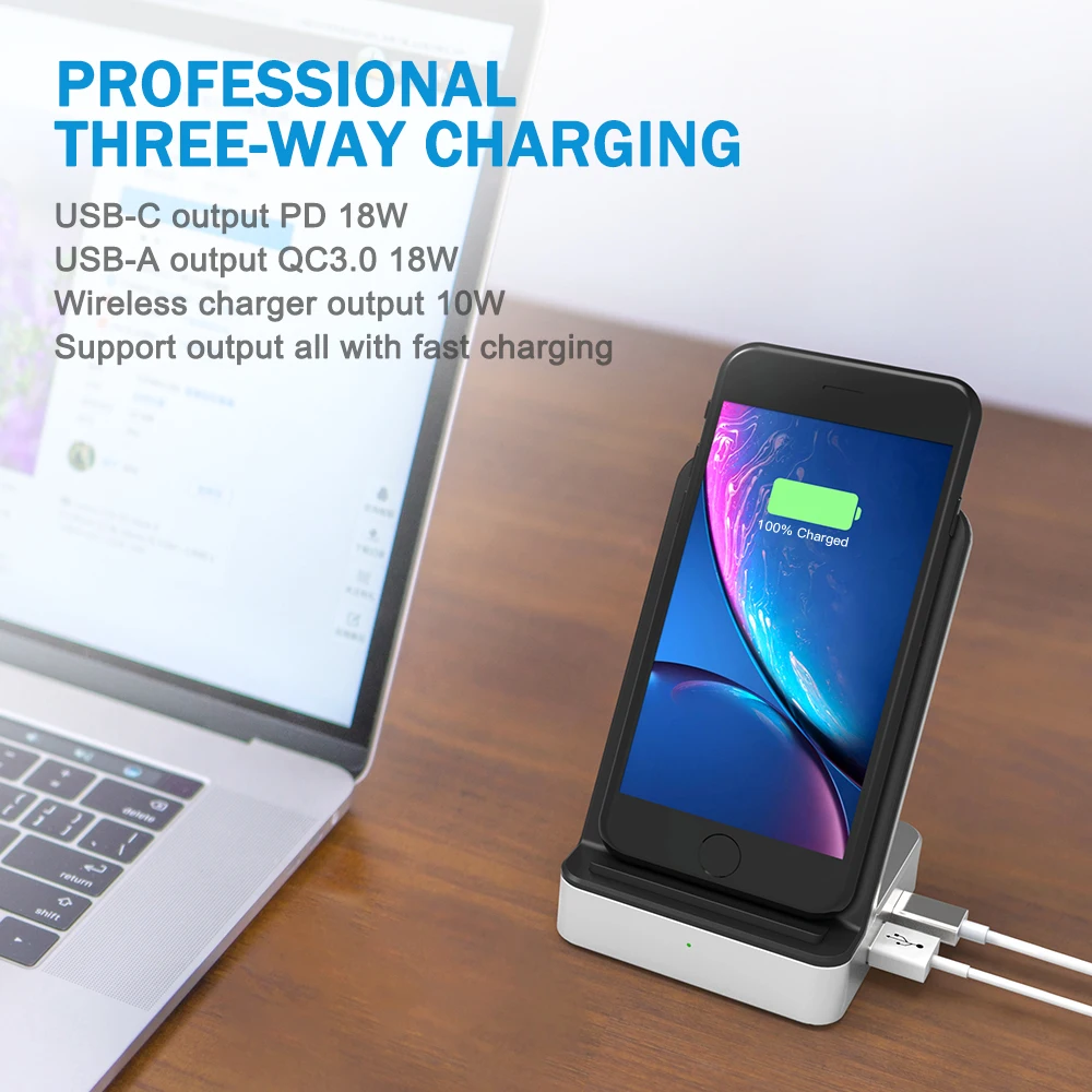 PD Type-c All in One Adaptor QC 3.0 USB Hub Wireless Charger Charging Station for iPhone, Samsung, P20