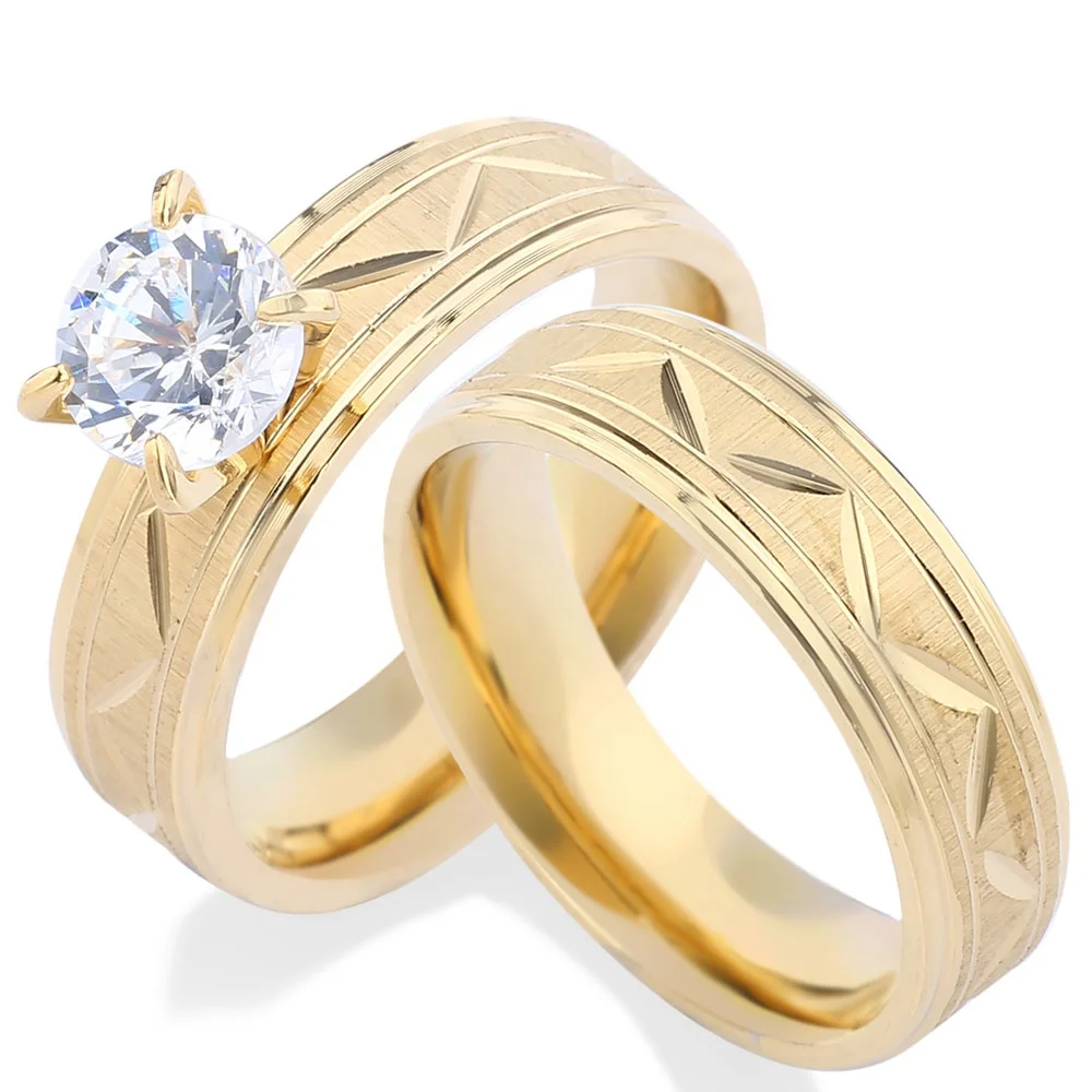 

New Fashion Ring Crystal Ring Engagement Gold Ring Set 14k Plated Jewelry, N/a