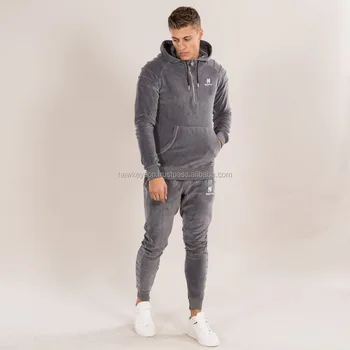 mens grey velour tracksuit