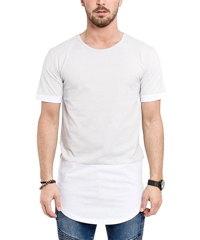 White T Shirt Oversized Unisex Round Bottom Long Tail Plain T Shirt ...