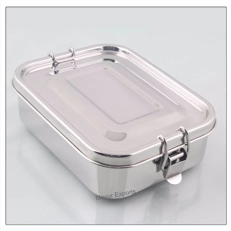 Stainless Steel Lunch Box With Leak Proof And Four Side Lock Clips