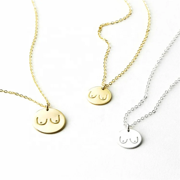 

Minimalist Stainless steel rose gold necklace Boobs Necklace Feminist Jewelry for women, Personalized custom