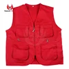 Attractive Color Men 4 Pockets Work Vest With 1 CM Red Trim Great For Hunting Photography Boating Fishing Camping Vest