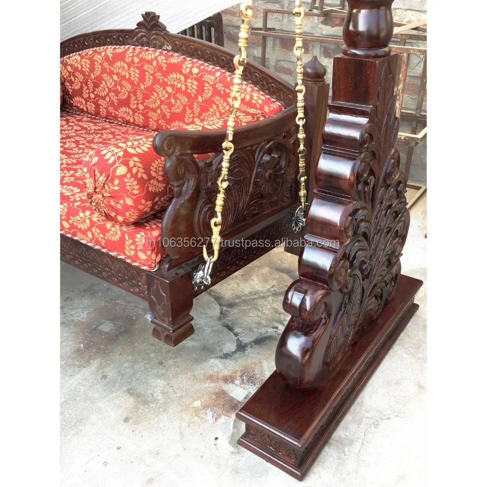Indian Vintage And Antique Royal Carved Solid Teak Wood Rajasthani