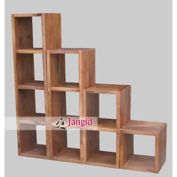 Modern Wooden Detachable Cube Bookshelf Made From Sheesham