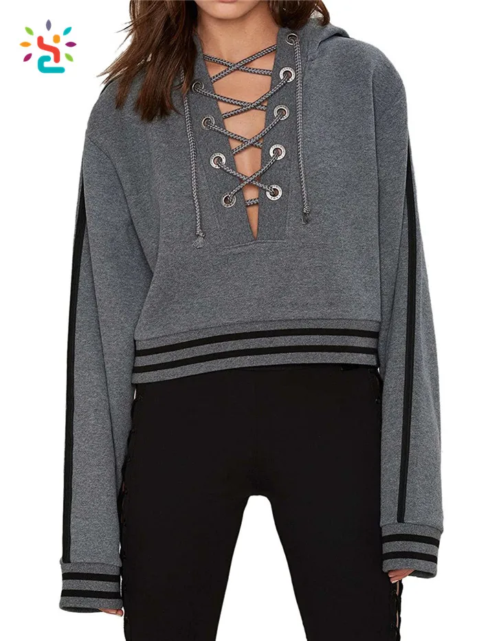 lace up hoodie womens