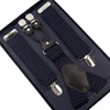 Mens Trousers Personalized Button Blue Suspenders With 4 Metal Clips Elastic Straps