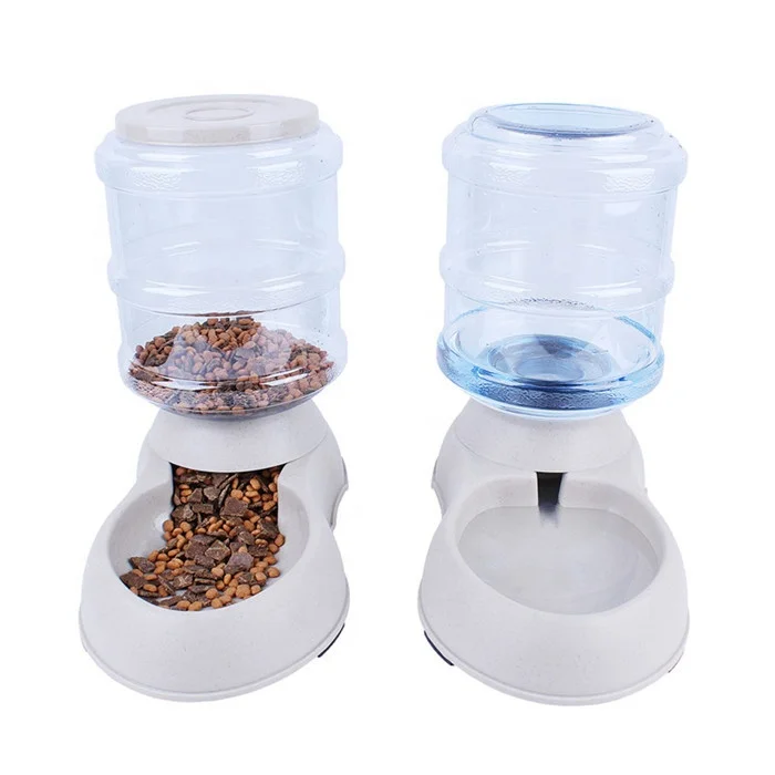 

Gravity Cat Food and Water Auto Feeder Pet Pet Food Dispenser Dog Feeder Automatic Pet Feeder, Beige