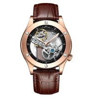 

2018 Tevise Gold Luxury Brand Wrist Watch Mens Mechanical Watches Leather Band Watches Men Skeleton Automatic