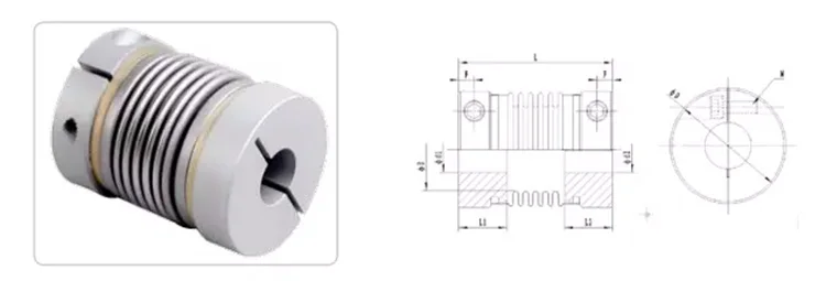 High Torque Aluminium Motor Generator Metal Bellows Coupling
