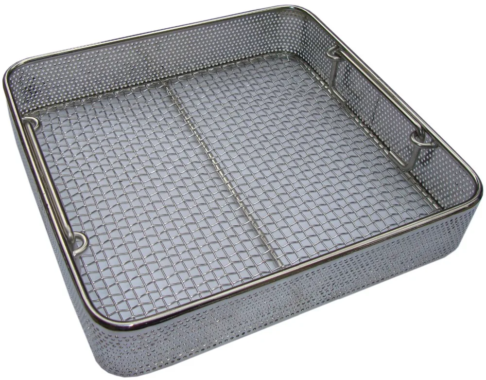 Wire Mesh Tray With Drop Handles Medical Sterilizing Basket ...