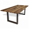 Industrial & vintage iron metal & solid old sleeper wood folding dining table