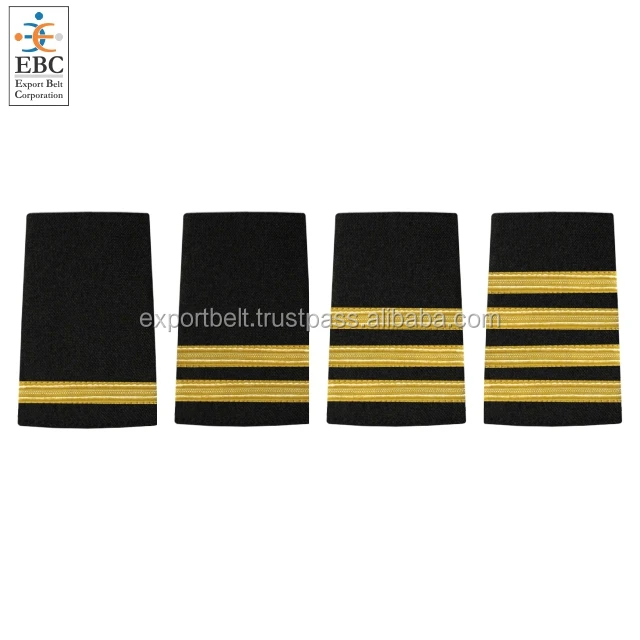 Epaulet Pilot Epaulette Sliders 4 Gold Bars Captain on Black Cloth