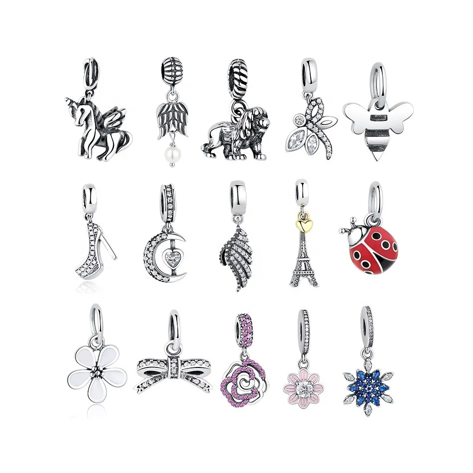

New Design Crystal Dangle Charm 925 Sterling Silver Charm Beads Free Customized LOGO for Party Jewelry
