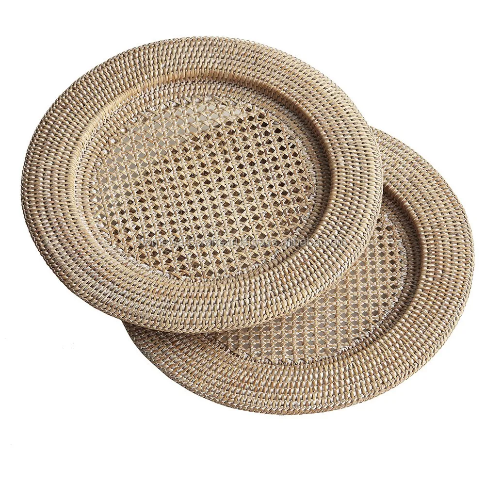 Elegant White Rattan Charger Plates For Wedding/ Wholesale Placemats