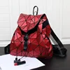 Unisex china yiwu fashion durable folding Lattice Drawstring Backpacks triangle waterproof Holographic School Backpack