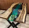 Industrial wood Epoxy Resin with Metal Frame Coffee Table
