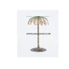 coconut tree leaf shape glass top table