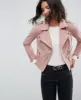 Women's Genuine Leather Zipper Suede Moto Jacket