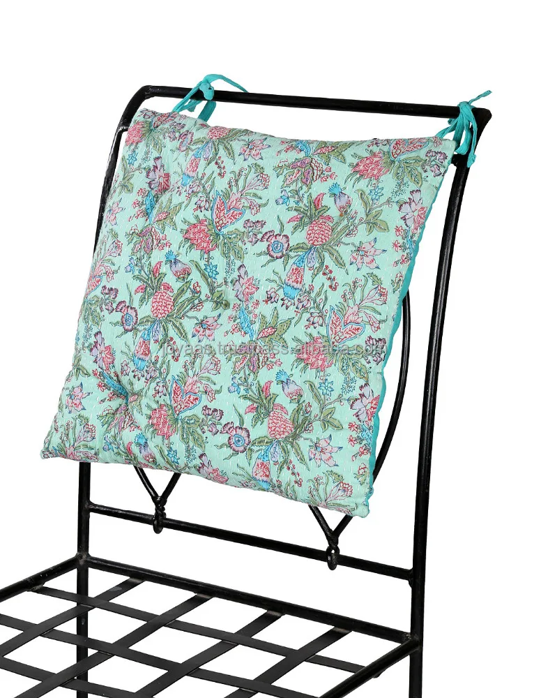 Handmade Cotton Printed Kantha Lawn Chair Polka Seat Buttocks Chair Cushion Pad