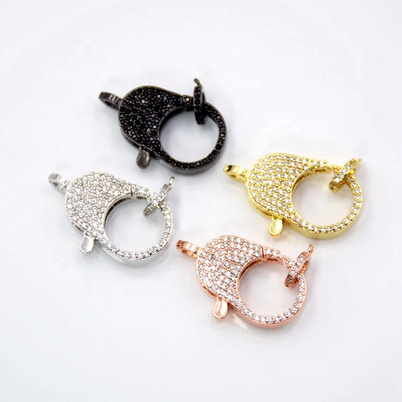 

Micro Pave CZ Lobster Claw Clasp Link Connector Pave Claw Clasp Enhancer, Multi colors