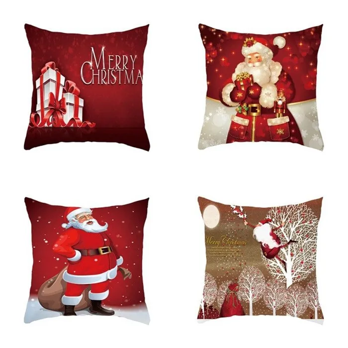 Christmas Design Printed Cushion Cover Throw Pillow Case Home