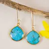 Latest collection pear shape checker cut natural turquoise earrings large gemstone earrings