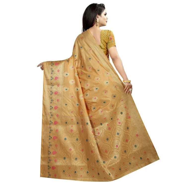 印度巴基斯坦新娘纱丽/100% 纯丝纱丽/重型边境工作纱丽