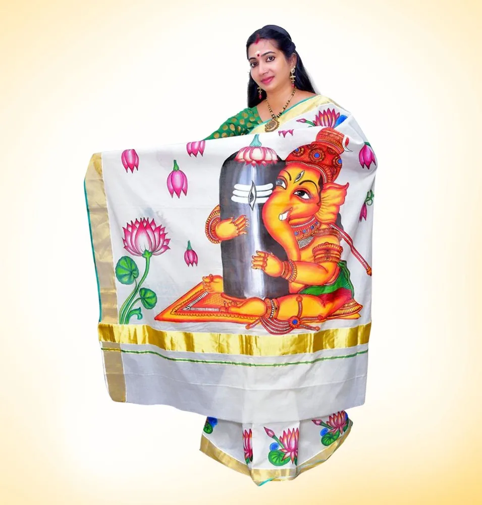 Hand painted sarees are the new trend in women fashion