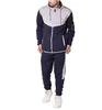 Mens Contrast Panel Fleece Tracksuit Hoodie Bottom Set gym fitness Track suit Training Track suit