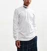 White logo embroidered branding high collar long sleeve t-shirt Custom plain slim fit men undershirt