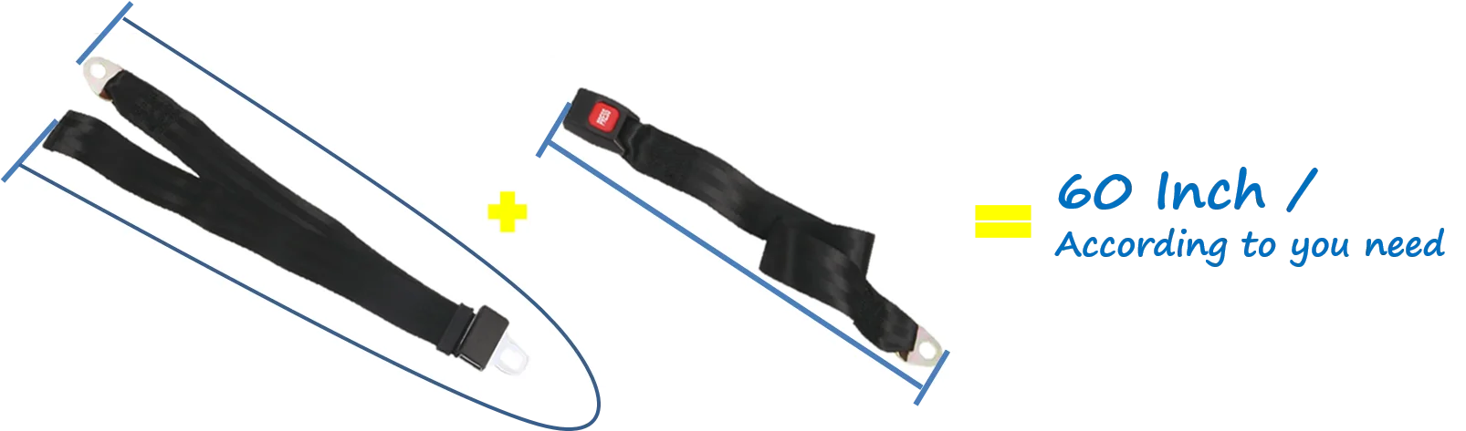 OEM non-retractable 2 points car rear seat belts