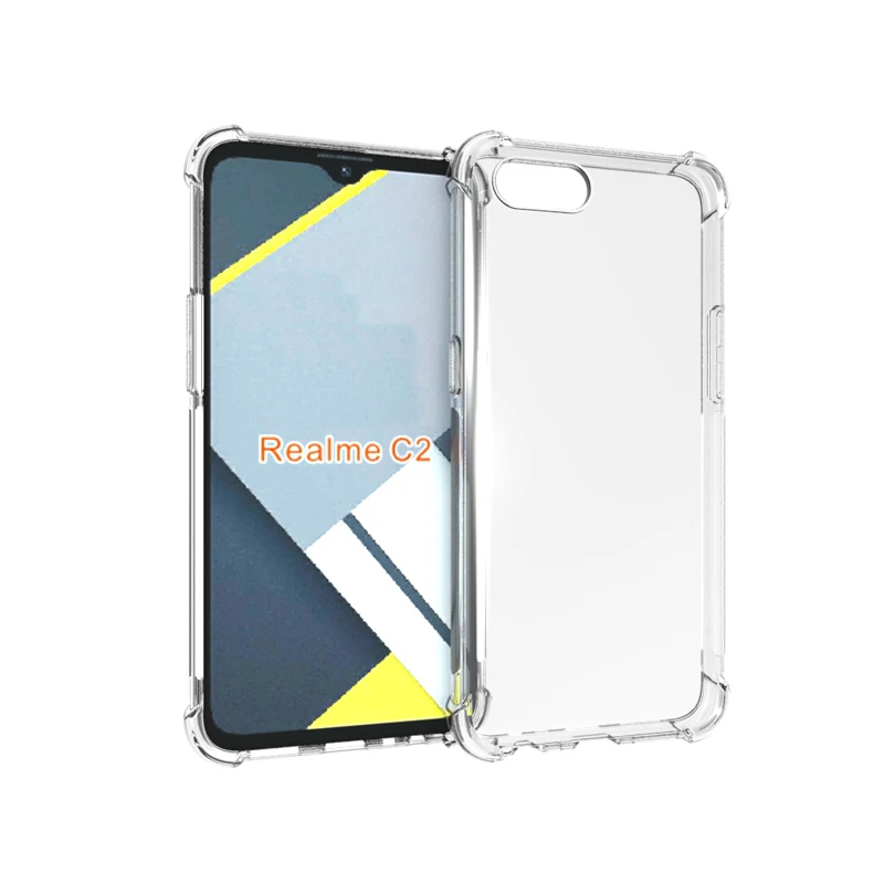 

Four Corner Shockproof Soft TPU Bumper Case For OPPO Realme C2, Transparent