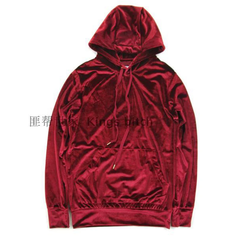 

2019 velvet new design wool Hoodies Sweatshirts men Wine red color fashion sweatshirts casual pullover