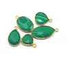 Faceted Green Malachite Gemstone Charm Connector Pendant In Multi Shapes 24k Gold Plated Bezel For Making Designer Jewelry